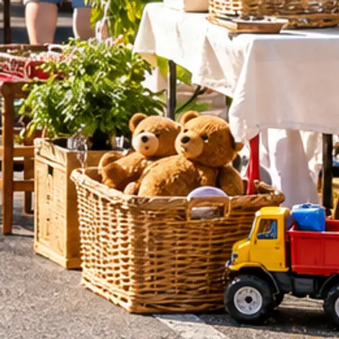 Sample item: Wicker basket with teddy bears